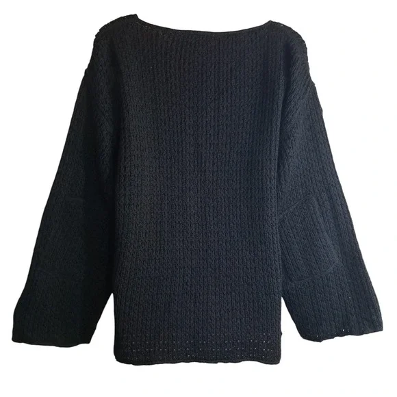 Claude Barthelemy Paris Oversized Sweater S Black 100% Wool Chunky Crochet Knit - Picture 10 of 10